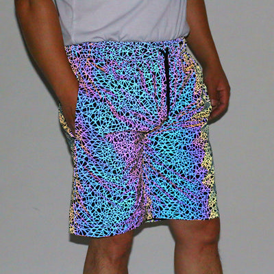 Pantalones Cortos Reflectantes con Estampado Aleatorio - Unisex Talla Grande Estilo Europeo - Image 8