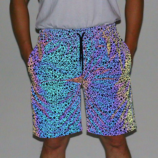 Pantalones Cortos Reflectantes con Estampado Aleatorio - Unisex Talla Grande Estilo Europeo - Image 14
