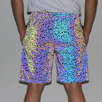 Pantalones Cortos Reflectantes con Estampado Aleatorio - Unisex Talla Grande Estilo Europeo - Image 13