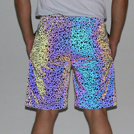 Pantalones Cortos Reflectantes con Estampado Aleatorio - Unisex Talla Grande Estilo Europeo - Image 13