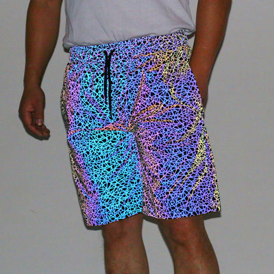 Pantalones Cortos Reflectantes con Estampado Aleatorio - Unisex Talla Grande Estilo Europeo