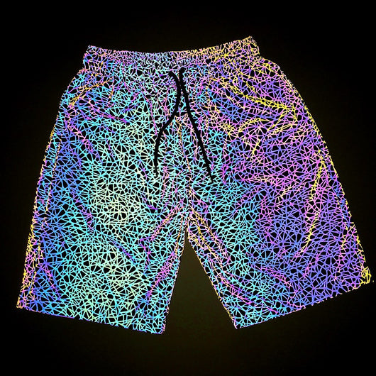 Pantalones Cortos Reflectantes con Estampado Aleatorio - Unisex Talla Grande Estilo Europeo - Image 3