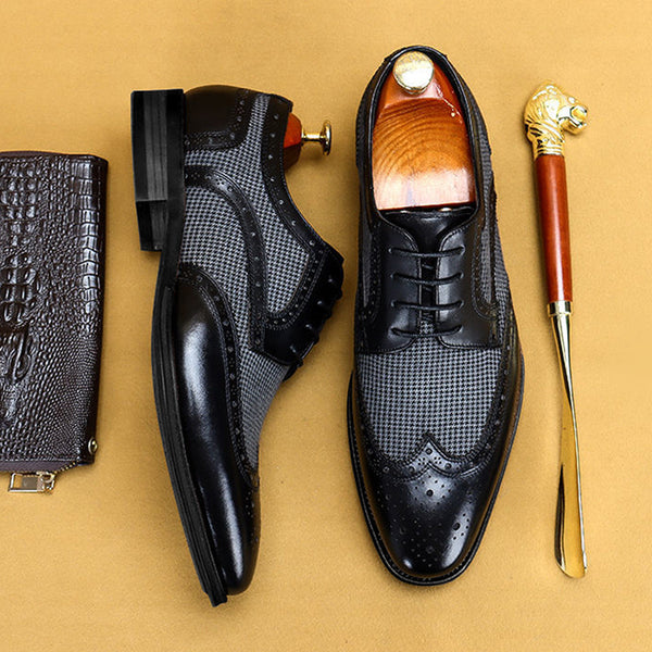 Zapatos de Cuero Retro Brock para Hombre - Estilo Denim y Cuero Auténtico