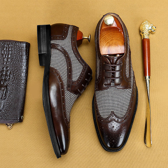 Zapatos de Cuero Retro Brock para Hombre - Estilo Denim y Cuero Auténtico