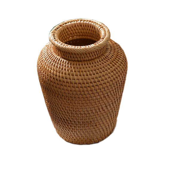 Canasta Decorativa de Ratán Otoñal para Flores y Almacenamiento