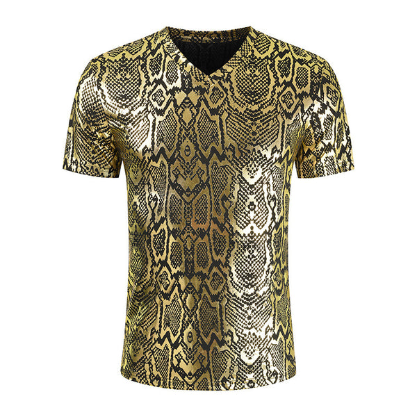 Playera Cuello V Estampado Serpiente para Hombre