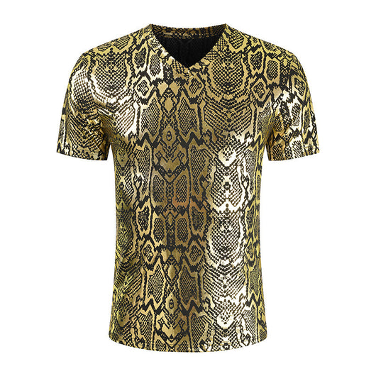 Playera Cuello V Estampado Serpiente para Hombre