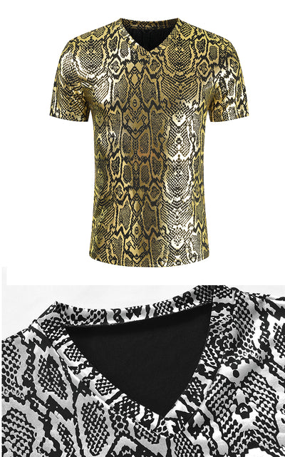 Playera Cuello V Estampado Serpiente para Hombre - Image 5