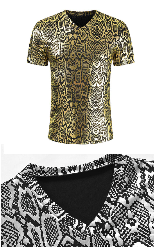 Playera Cuello V Estampado Serpiente para Hombre - Image 5