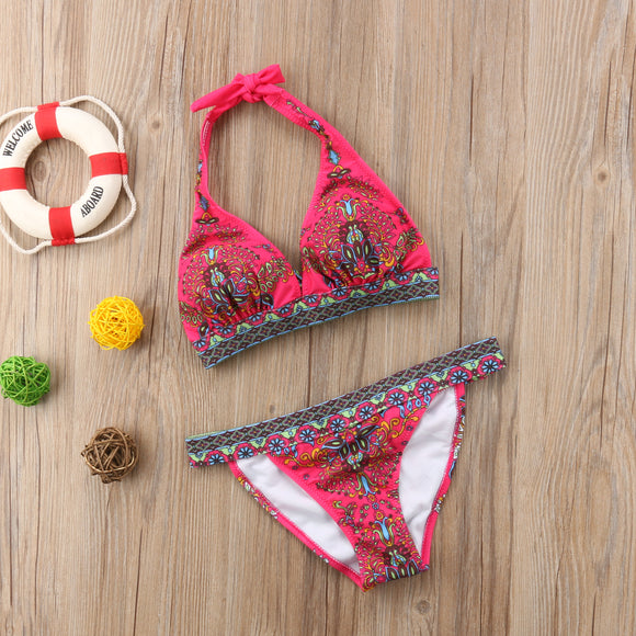 Bikini Étnico Retro Halter Triangular - Estilo Clásico y Sexy