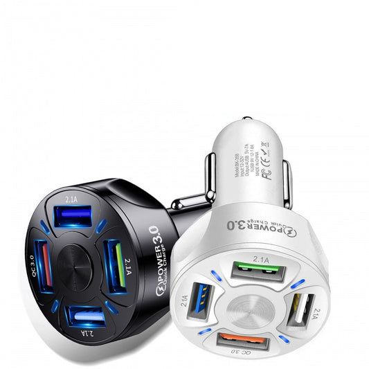 Cargador Rápido para Auto 4 en 1 - Carga Múltiples Dispositivos