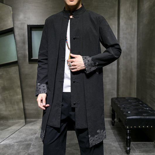 Traje Hanfu Tradicional Chino Otoño-Invierno en Algodón y Lino para Hombre - Image 7