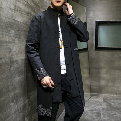 Traje Hanfu Tradicional Chino Otoño-Invierno en Algodón y Lino para Hombre - Image 3