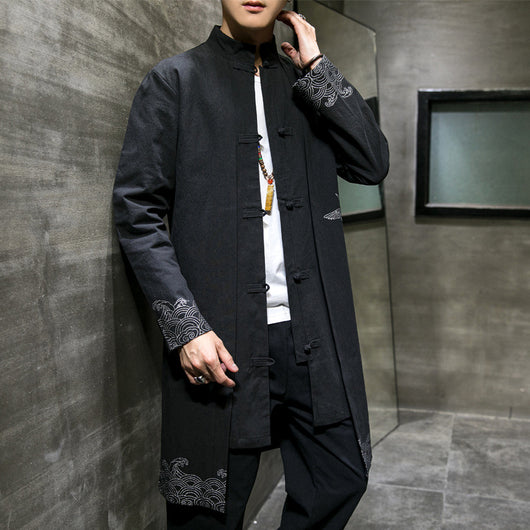 Traje Hanfu Tradicional Chino Otoño-Invierno en Algodón y Lino para Hombre - Image 3