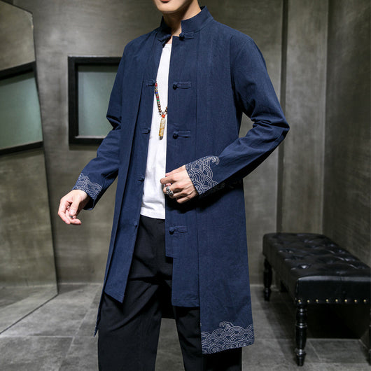 Traje Hanfu Tradicional Chino Otoño-Invierno en Algodón y Lino para Hombre