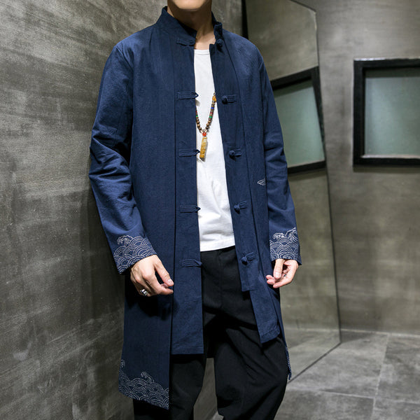 Traje Hanfu Tradicional Chino Otoño-Invierno en Algodón y Lino para Hombre