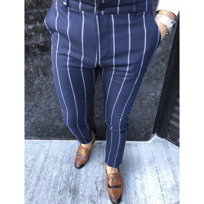 Pantalones Casuales a Rayas Slim Fit para Hombre - Tendencia Primavera Otoño - Image 13