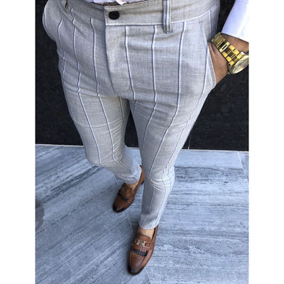 Pantalones Casuales a Rayas Slim Fit para Hombre - Tendencia Primavera Otoño