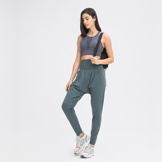Pantalones Yoga Deportivos Mujer - Cintura Alta Elásticos Ligeros Estilo Harén