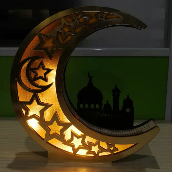 Castillo Luna Dorada con Letras Huecas e Iluminación LED para Mesa