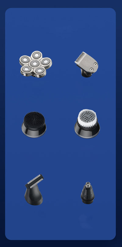 Afeitadora Eléctrica 6 en 1 para Hombre con Trimmer de Cejas y 6 Cabezales - Image 2