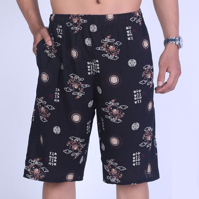Pantalones Cortos Tang Suit de Algodón y Seda para Adultos Mayores - Talla Extra Grande