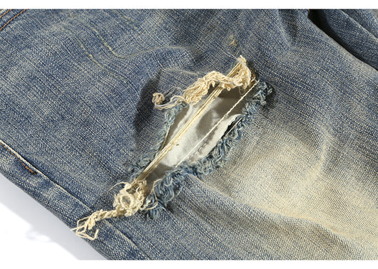 Pantalones Vaqueros Rotos Slim Fit Ajustados Street Wear Lavado Fog - Image 16