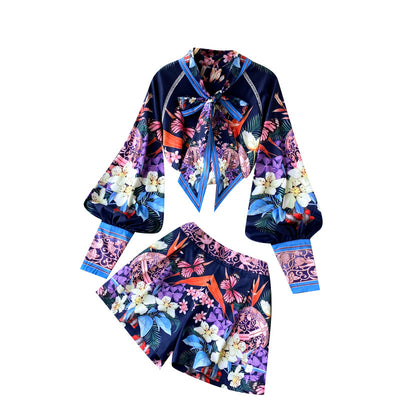 Conjunto Elegante para Mujer: Blusa Estampada y Short Talle Alto - Image 7