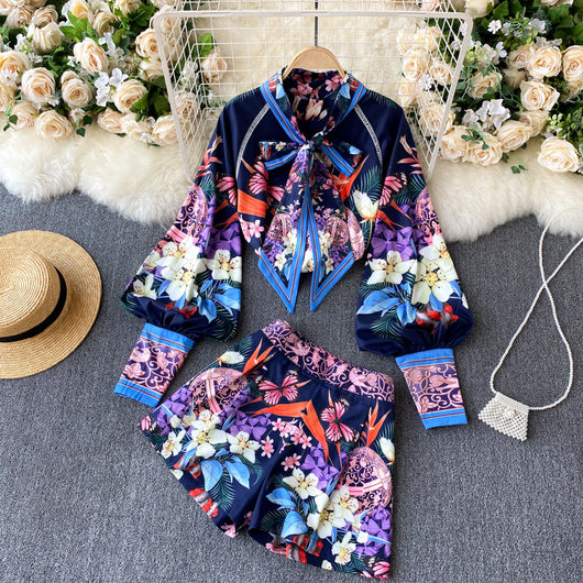 Conjunto Elegante para Mujer: Blusa Estampada y Short Talle Alto - Image 10