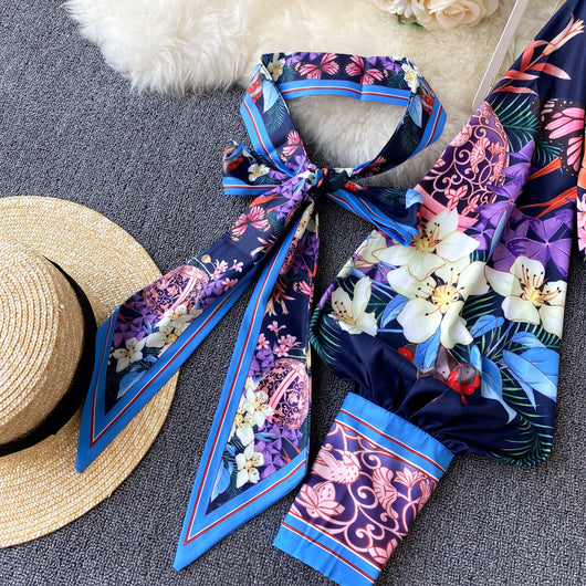 Conjunto Elegante para Mujer: Blusa Estampada y Short Talle Alto - Image 2