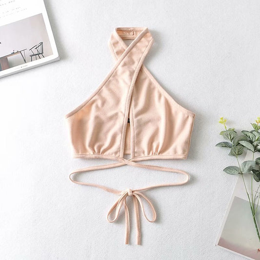 Top Halter Ajustable con Tiras en la Cintura - Estilo Moderno y Versátil