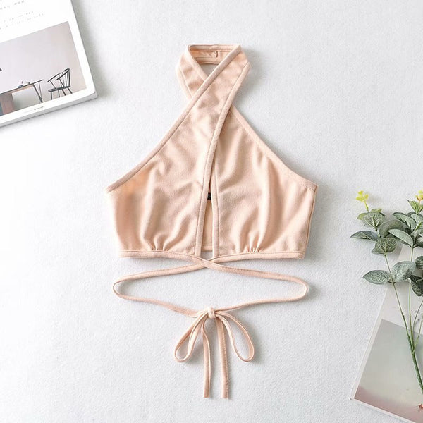 Top Halter Ajustable con Tiras en la Cintura - Estilo Moderno y Versátil