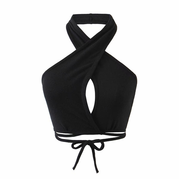 Top Halter Ajustable con Tiras en la Cintura - Estilo Moderno y Versátil