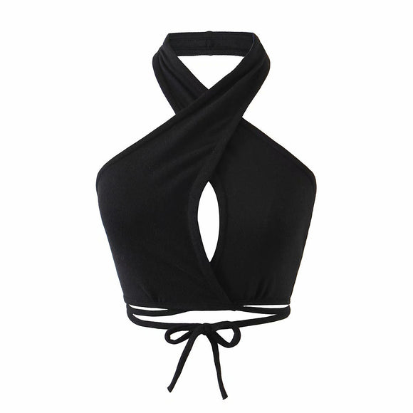 Top Halter Ajustable con Tiras en la Cintura - Estilo Moderno y Versátil