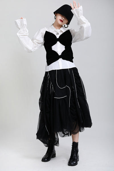 Blusa Primavera Verano con Cuello de Terciopelo y Mangas Abullonadas - Diseño Rejuvenecedor para Mujer - Image 8