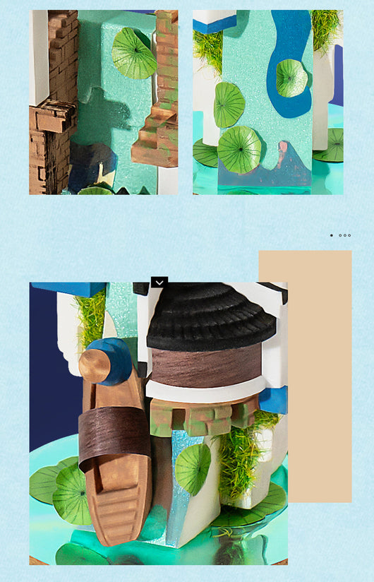 Casa Miniatura de Madera DIY con Botella Flotante - Villa Completa con Muebles - Image 13