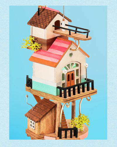 Casa Miniatura de Madera DIY con Botella Flotante - Villa Completa con Muebles - Image 17