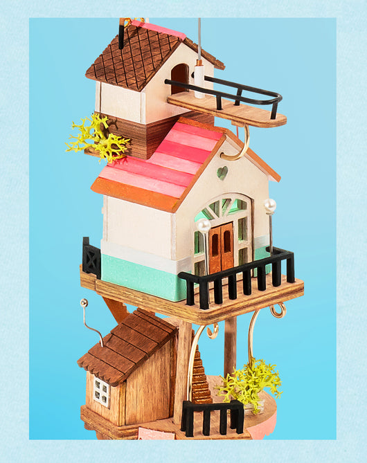 Casa Miniatura de Madera DIY con Botella Flotante - Villa Completa con Muebles - Image 17