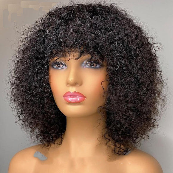 Peluca Rizada Corta Afro para Mujer - Cabello Natural y Voluminoso