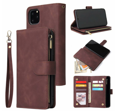 Funda Cartera iPhone 11 Pro Max con Cremallera y Múltiples Compartimentos - Cuero Retro Mate - Image 7