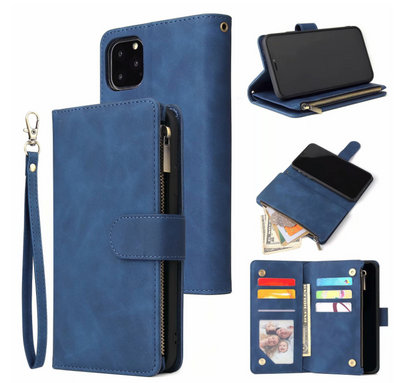 Funda Cartera iPhone 11 Pro Max con Cremallera y Múltiples Compartimentos - Cuero Retro Mate - Image 5