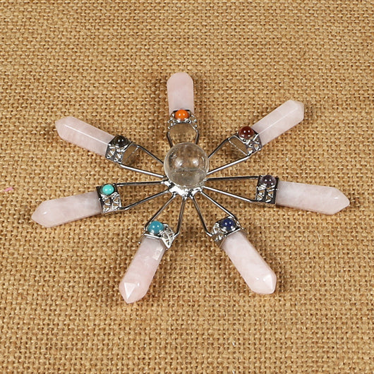Columna de Cristal Amatista con Transmisores de Energía de los Siete Chakras - Image 13