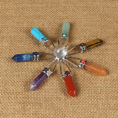 Columna de Cristal Amatista con Transmisores de Energía de los Siete Chakras - Image 10