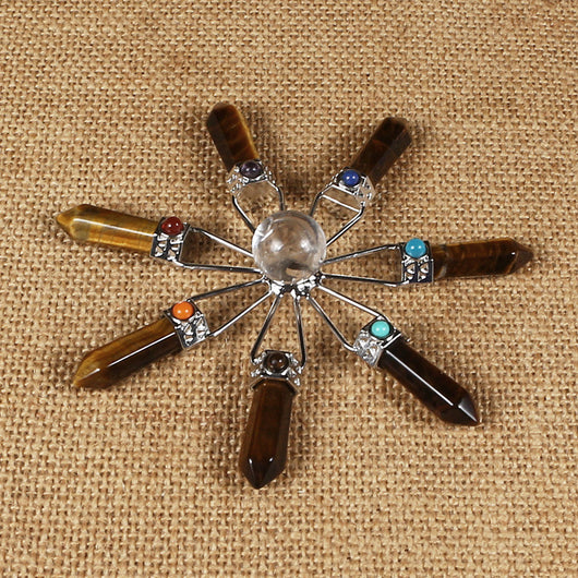 Columna de Cristal Amatista con Transmisores de Energía de los Siete Chakras - Image 6