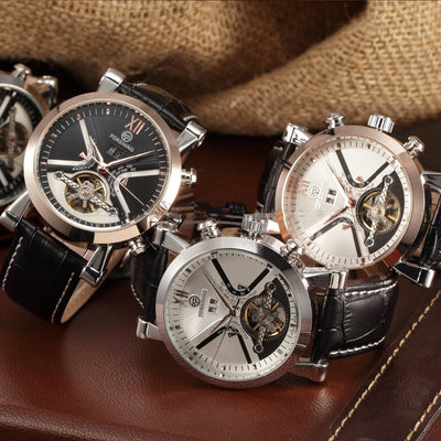 Reloj Automático Flywheel para Hombre con Correa de Cuero - Image 9