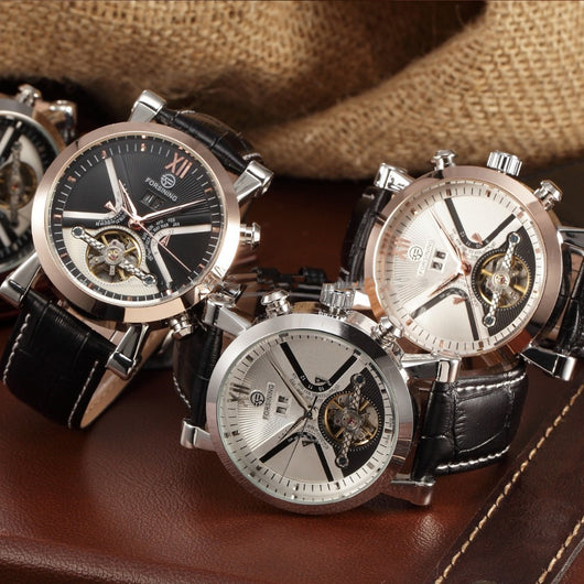 Reloj Automático Flywheel para Hombre con Correa de Cuero - Image 9