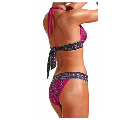 Bikini Étnico Retro Halter Triangular - Estilo Clásico y Sexy - Image 5