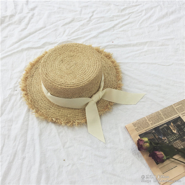 Sombrero Panamá de Rafia para Mujer - Ala Ancha con Protección UV y Lazo