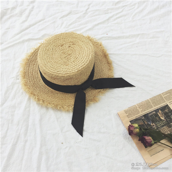 Sombrero Panamá de Rafia para Mujer - Ala Ancha con Protección UV y Lazo