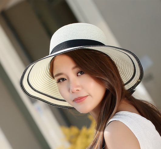 Sombrero de Playa Plegable con Lazo Negro - Ala Ancha Panama Mujer - Image 9